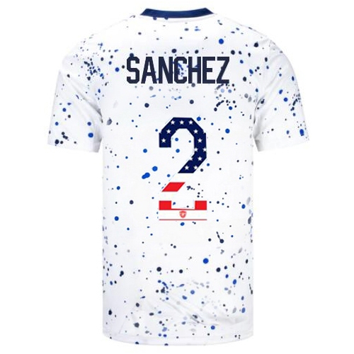 USA Ashley Sanchez 2023 White Men's Soccer Jersey Independence Day