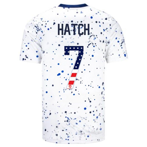 USA Ashley Hatch 2023 White Men's Soccer Jersey Independence Day