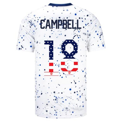 USA Jane Campbell 2023 White Men's Soccer Jersey Independence Day