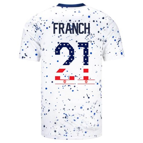 USA Adrianna Franch 2023 White Men's Soccer Jersey Independence Day