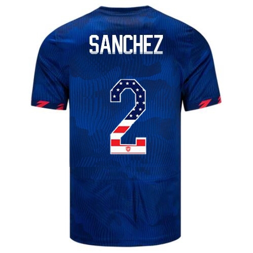 USA Ashley Sanchez 2023 Blue Men's Soccer Jersey Independence Day