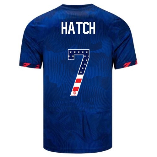 USA Ashley Hatch 2023 Blue Men's Soccer Jersey Independence Day