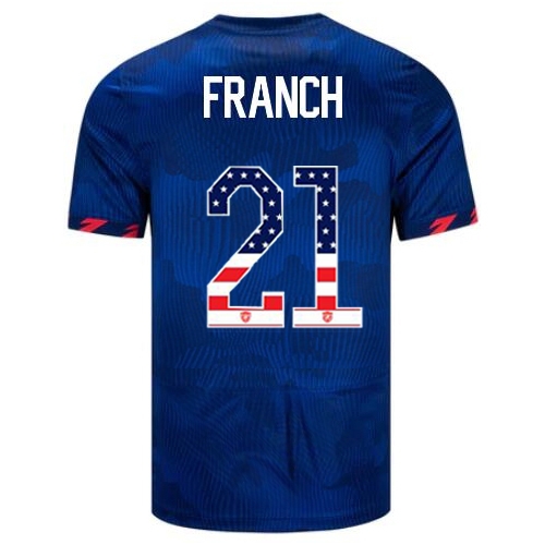 USA Adrianna Franch 2023 Blue Men's Soccer Jersey Independence Day