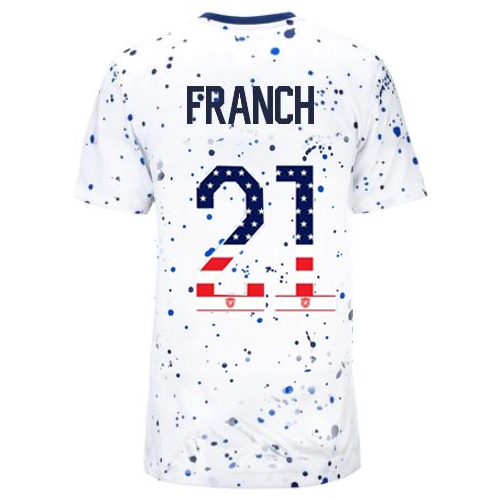 USA Adrianna Franch 2023 White Women's Soccer Jersey Independence Day