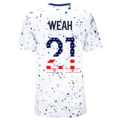 USA Tim Weah 2023 White Women's Soccer Jersey Independence Day