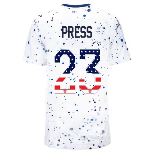 USA Christen Press 2023 White Women's Soccer Jersey Independence Day