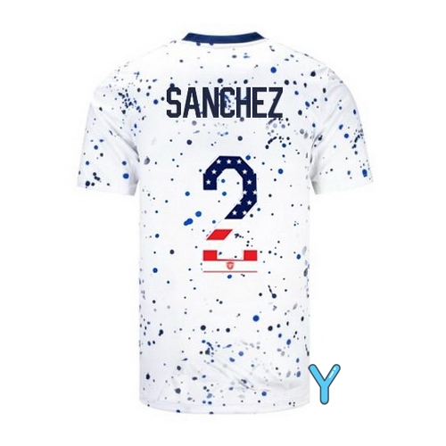 USA Ashley Sanchez 2023 White Youth Soccer Jersey Independence Day