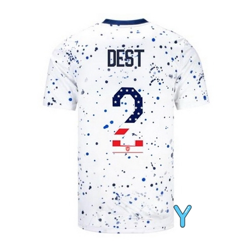 USA Sergino Dest 2023 White Youth Soccer Jersey Independence Day