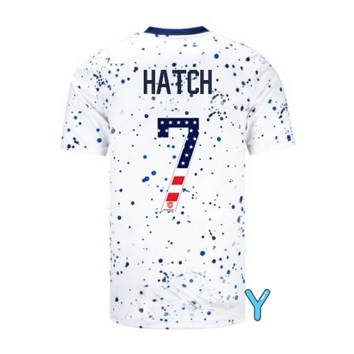 USA Ashley Hatch 2023 White Youth Soccer Jersey Independence Day