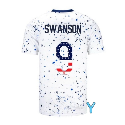 USA Mallory Swanson 2023 White Youth Soccer Jersey Independence Day