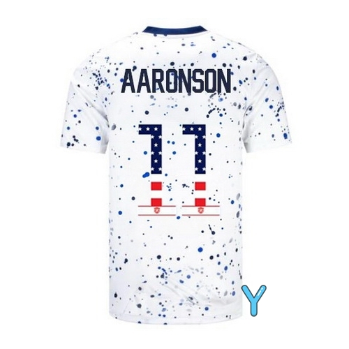 USA Brenden Aaronson 2023 White Youth Soccer Jersey Independence Day