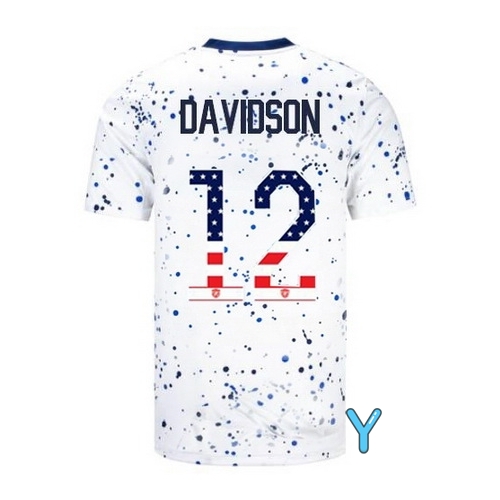 USA Tierna Davidson 2023 White Youth Soccer Jersey Independence Day