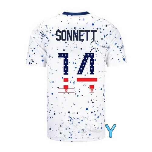 USA Emily Sonnett 2023 White Youth Soccer Jersey Independence Day