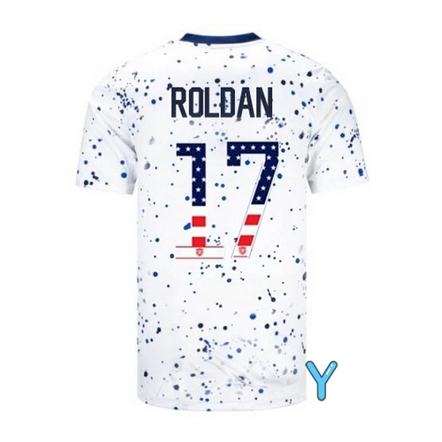 USA Cristian Roldan 2023 White Youth Soccer Jersey Independence Day