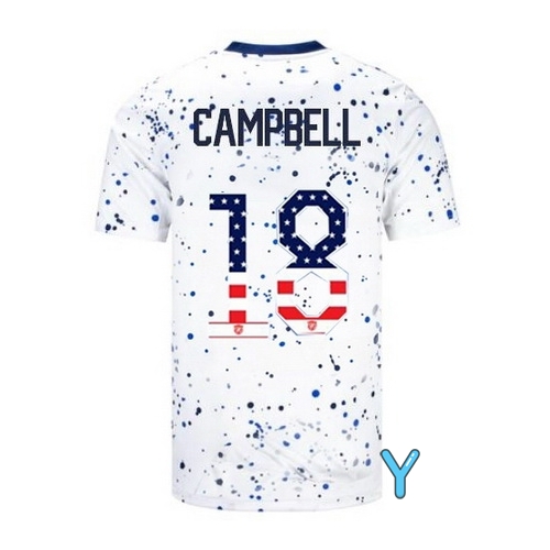 USA Jane Campbell 2023 White Youth Soccer Jersey Independence Day