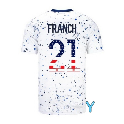 USA Adrianna Franch 2023 White Youth Soccer Jersey Independence Day