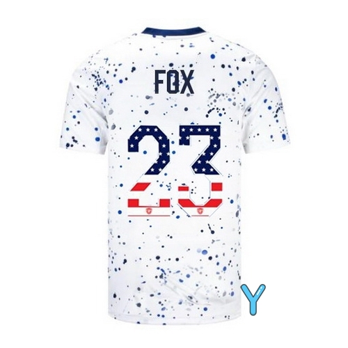 USA Emily Fox 2023 White Youth Soccer Jersey Independence Day