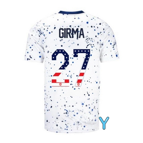 USA Naomi Girma 2023 White Youth Soccer Jersey Independence Day