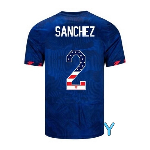 USA Ashley Sanchez 2023 Blue Youth Soccer Jersey Independence Day