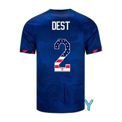 USA Sergino Dest 2023 Blue Youth Soccer Jersey Independence Day