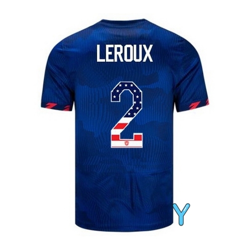 USA Sydney Leroux 2023 Blue Youth Soccer Jersey Independence Day