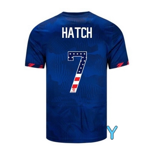 USA Ashley Hatch 2023 Blue Youth Soccer Jersey Independence Day