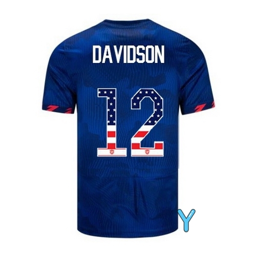 USA Tierna Davidson 2023 Blue Youth Soccer Jersey Independence Day