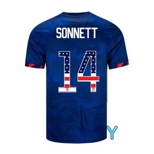 USA Emily Sonnett 2023 Blue Youth Soccer Jersey Independence Day