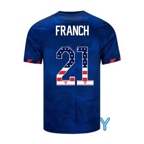 USA Adrianna Franch 2023 Blue Youth Soccer Jersey Independence Day