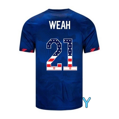 USA Tim Weah 2023 Blue Youth Soccer Jersey Independence Day