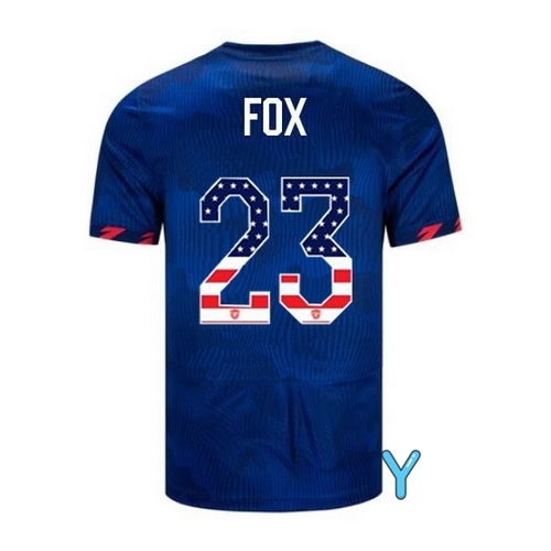 USA Emily Fox 2023 Blue Youth Soccer Jersey Independence Day