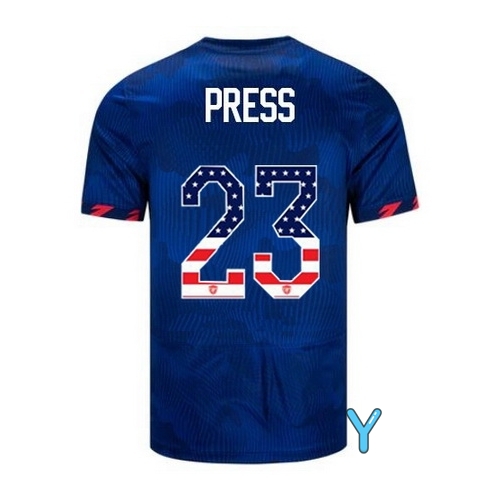 USA Christen Press 2023 Blue Youth Soccer Jersey Independence Day