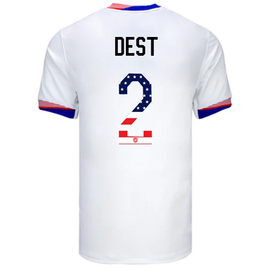 Sergino Dest 2024 USA White Men's Independence Day Jersey