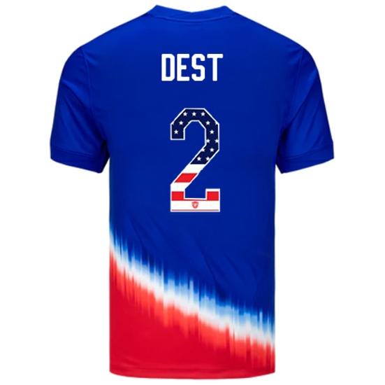 Sergino Dest 2024 USA Blue/Red Men's Jersey Independence Day