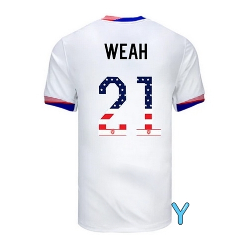 Tim Weah 2024 USA White Youth Independence Day Jersey